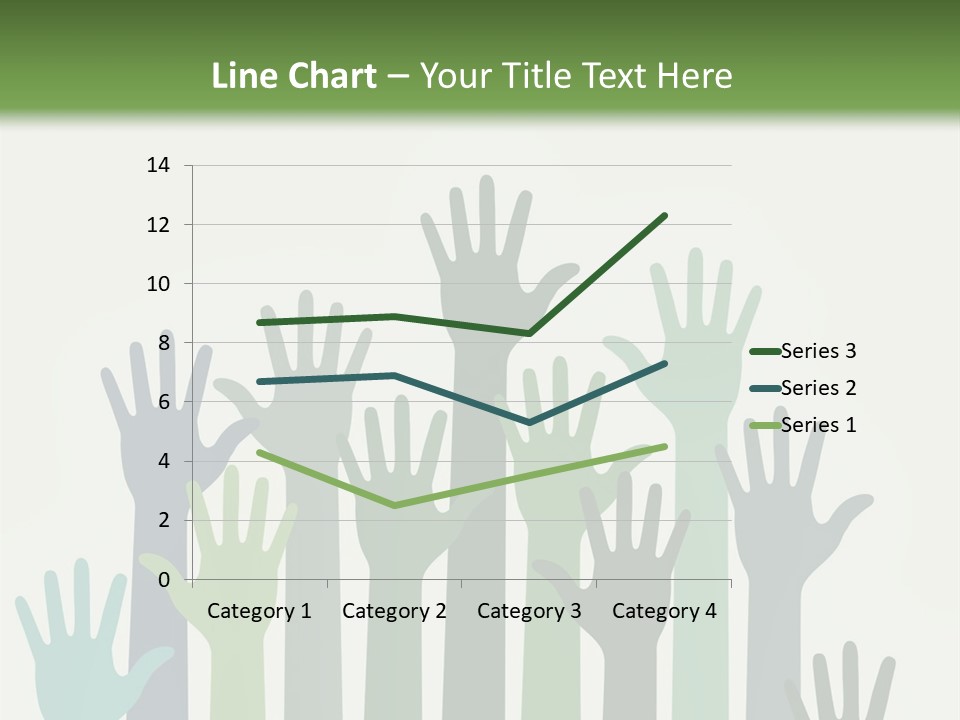 A Group Of Hands With Green And Blue Colors PowerPoint Template