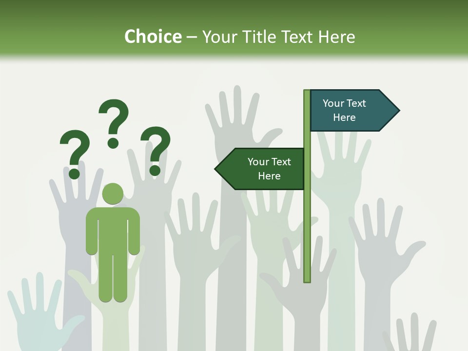 A Group Of Hands With Green And Blue Colors PowerPoint Template