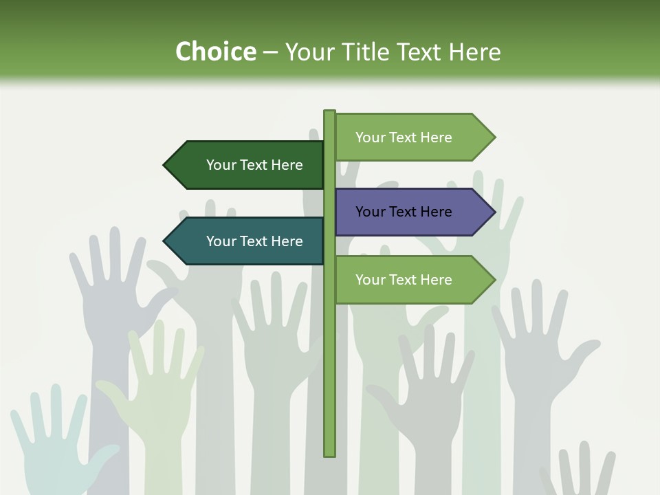 A Group Of Hands With Green And Blue Colors PowerPoint Template