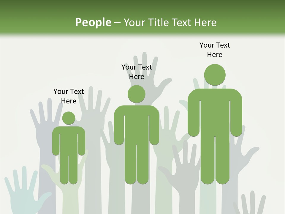 A Group Of Hands With Green And Blue Colors PowerPoint Template