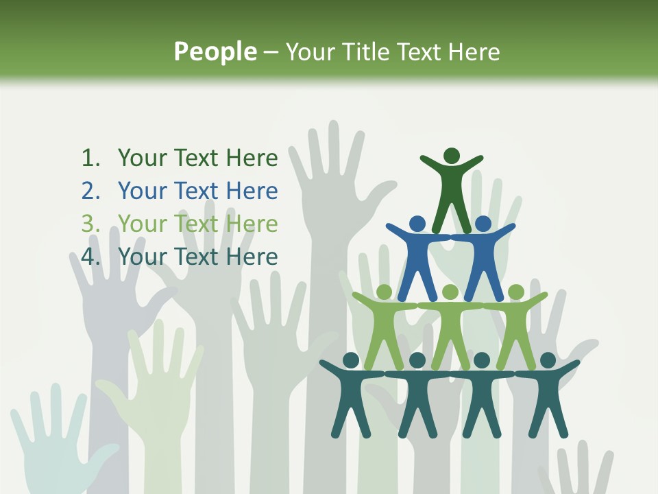 A Group Of Hands With Green And Blue Colors PowerPoint Template