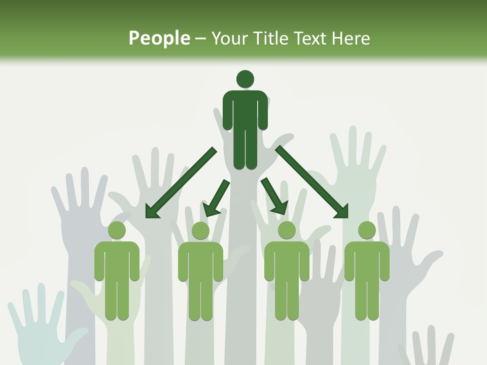 A Group Of Hands With Green And Blue Colors PowerPoint Template