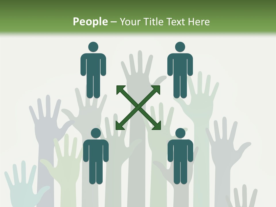 A Group Of Hands With Green And Blue Colors PowerPoint Template