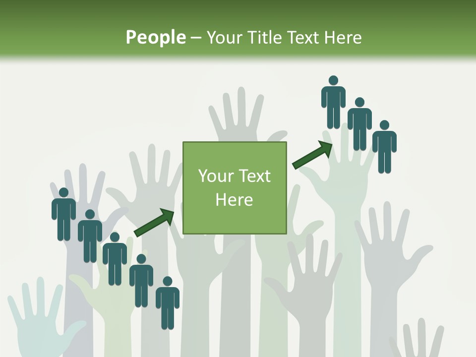 A Group Of Hands With Green And Blue Colors PowerPoint Template