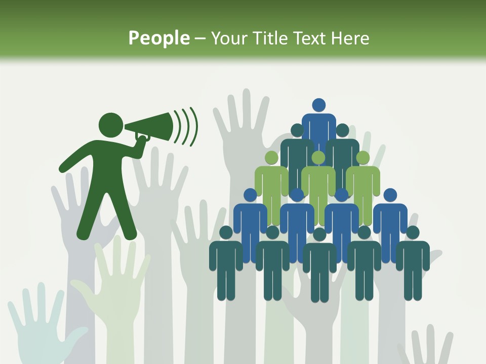 A Group Of Hands With Green And Blue Colors PowerPoint Template