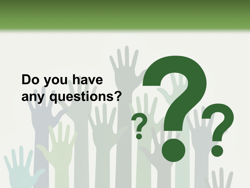 A Group Of Hands With Green And Blue Colors PowerPoint Template