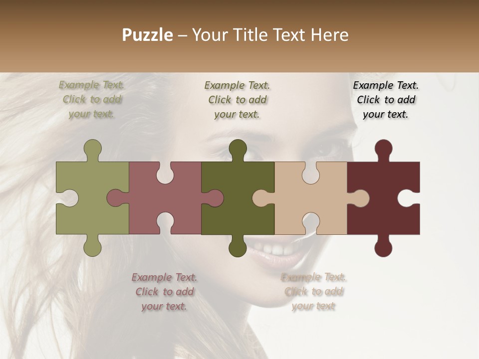 A Woman Is Smiling With Her Hair Blowing In The Wind PowerPoint Template