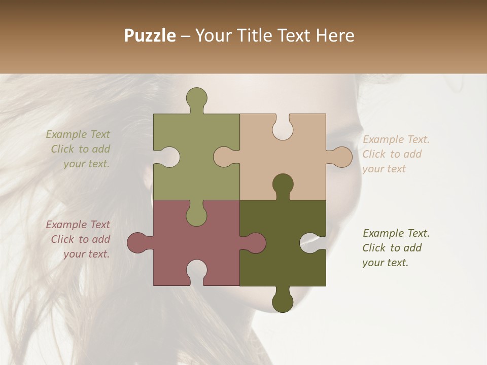 A Woman Is Smiling With Her Hair Blowing In The Wind PowerPoint Template