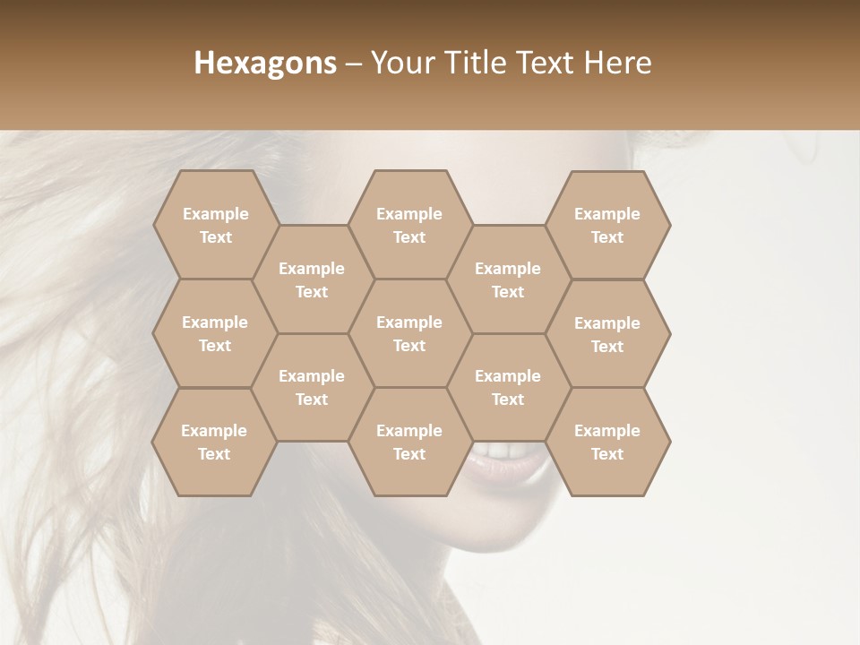 A Woman Is Smiling With Her Hair Blowing In The Wind PowerPoint Template