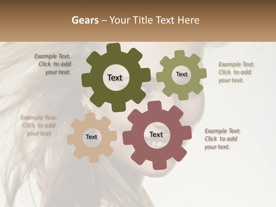 A Woman Is Smiling With Her Hair Blowing In The Wind PowerPoint Template