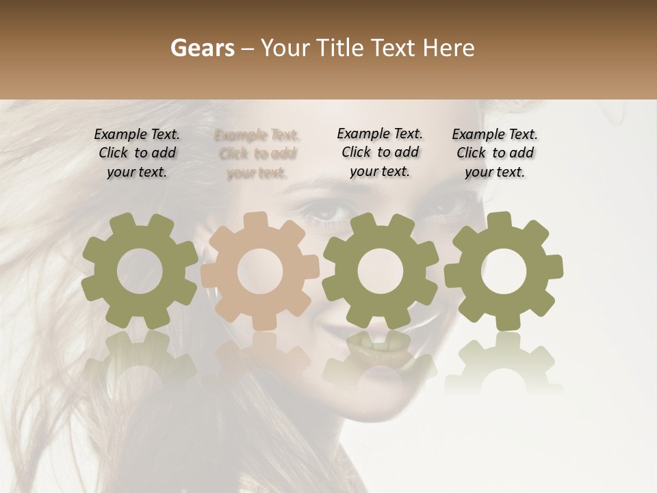 A Woman Is Smiling With Her Hair Blowing In The Wind PowerPoint Template