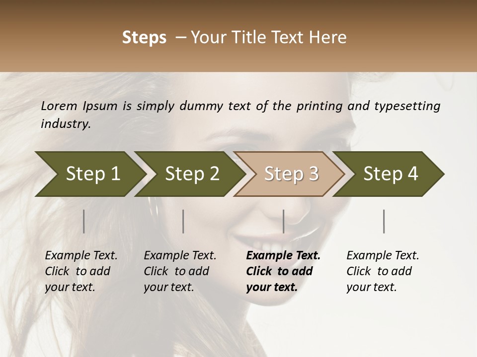 A Woman Is Smiling With Her Hair Blowing In The Wind PowerPoint Template