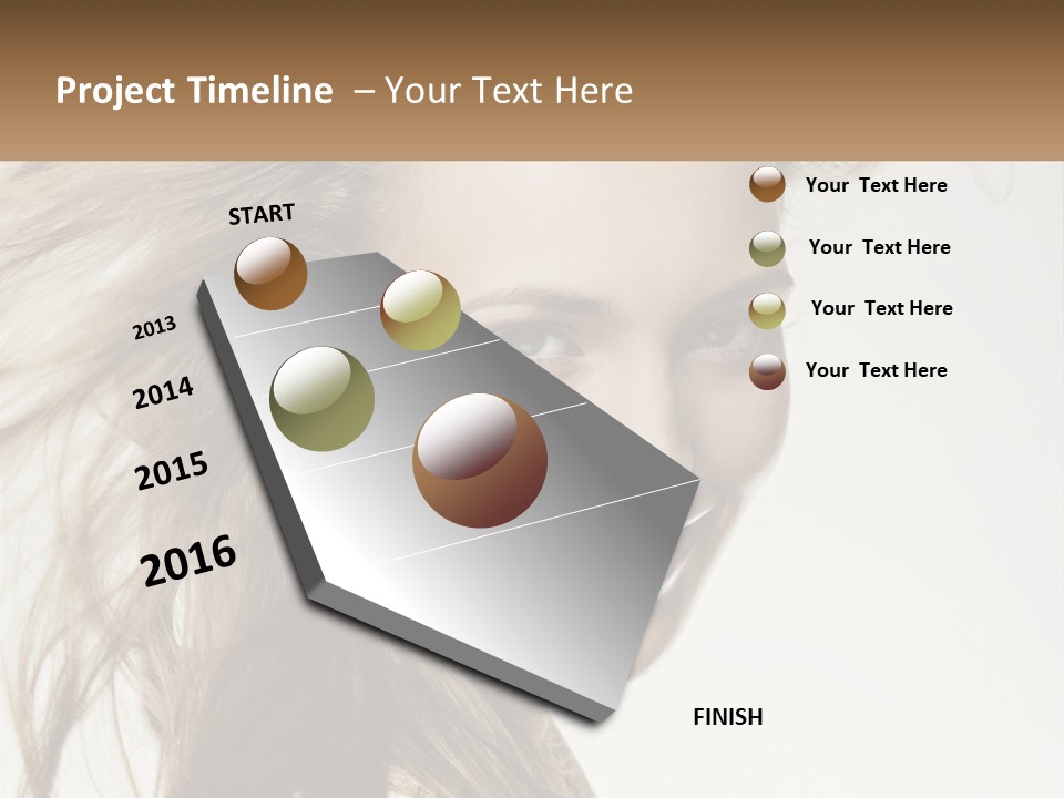 A Woman Is Smiling With Her Hair Blowing In The Wind PowerPoint Template