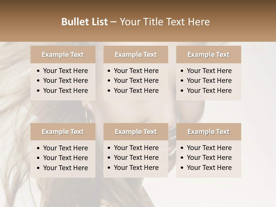 A Woman Is Smiling With Her Hair Blowing In The Wind PowerPoint Template