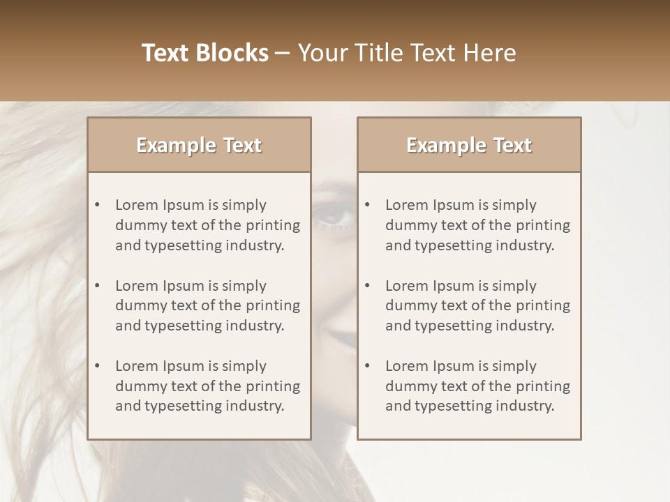 A Woman Is Smiling With Her Hair Blowing In The Wind PowerPoint Template