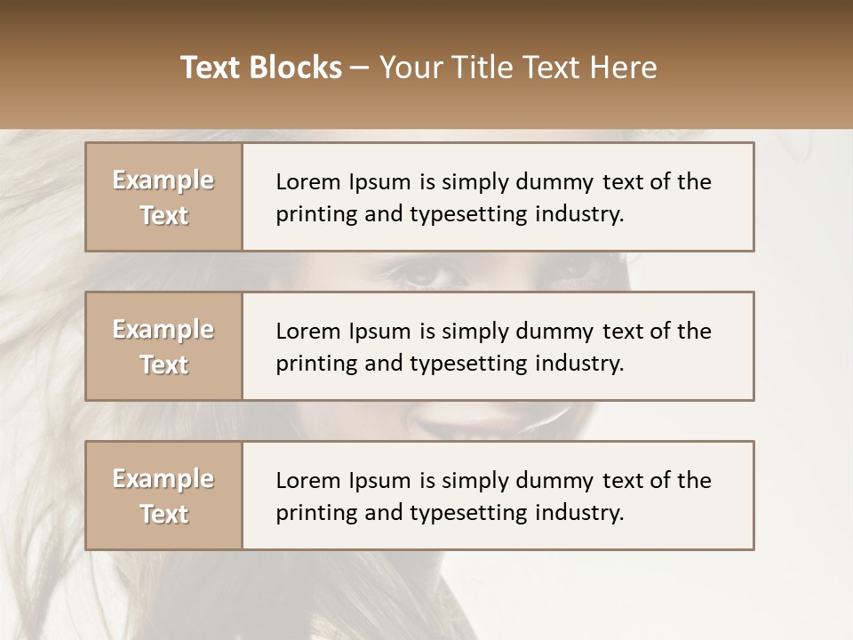 A Woman Is Smiling With Her Hair Blowing In The Wind PowerPoint Template