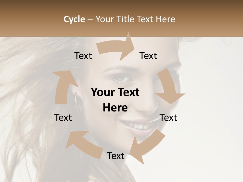 A Woman Is Smiling With Her Hair Blowing In The Wind PowerPoint Template