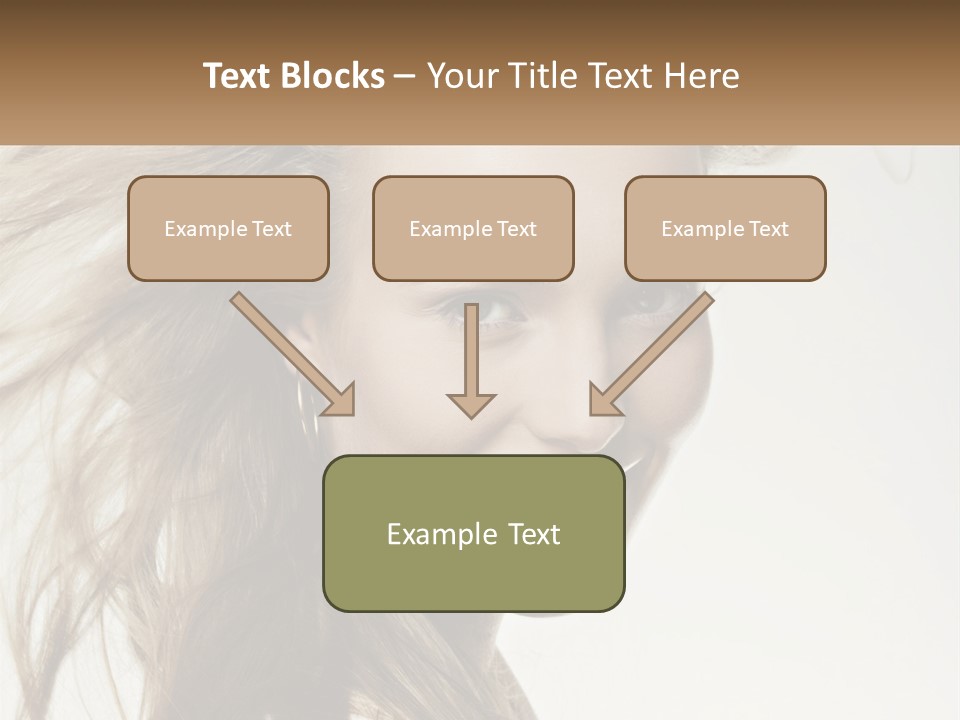 A Woman Is Smiling With Her Hair Blowing In The Wind PowerPoint Template