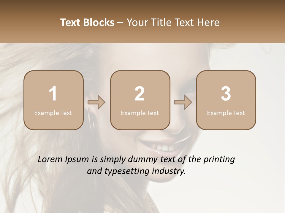 A Woman Is Smiling With Her Hair Blowing In The Wind PowerPoint Template