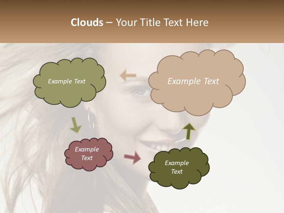 A Woman Is Smiling With Her Hair Blowing In The Wind PowerPoint Template