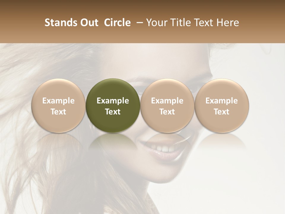 A Woman Is Smiling With Her Hair Blowing In The Wind PowerPoint Template