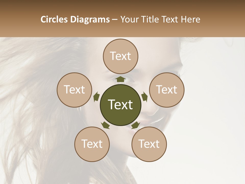 A Woman Is Smiling With Her Hair Blowing In The Wind PowerPoint Template