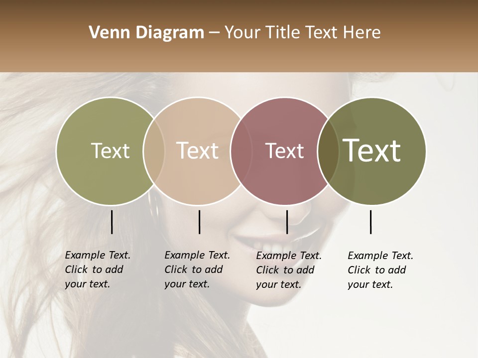 A Woman Is Smiling With Her Hair Blowing In The Wind PowerPoint Template