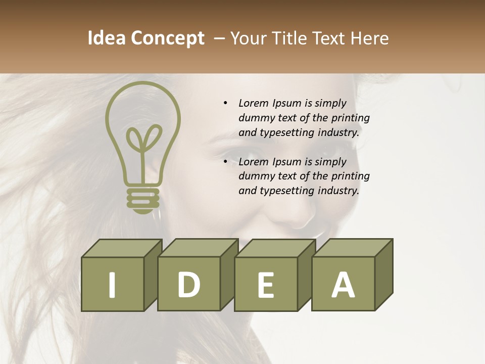 A Woman Is Smiling With Her Hair Blowing In The Wind PowerPoint Template