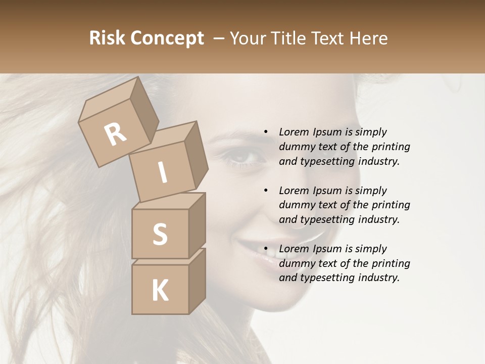 A Woman Is Smiling With Her Hair Blowing In The Wind PowerPoint Template