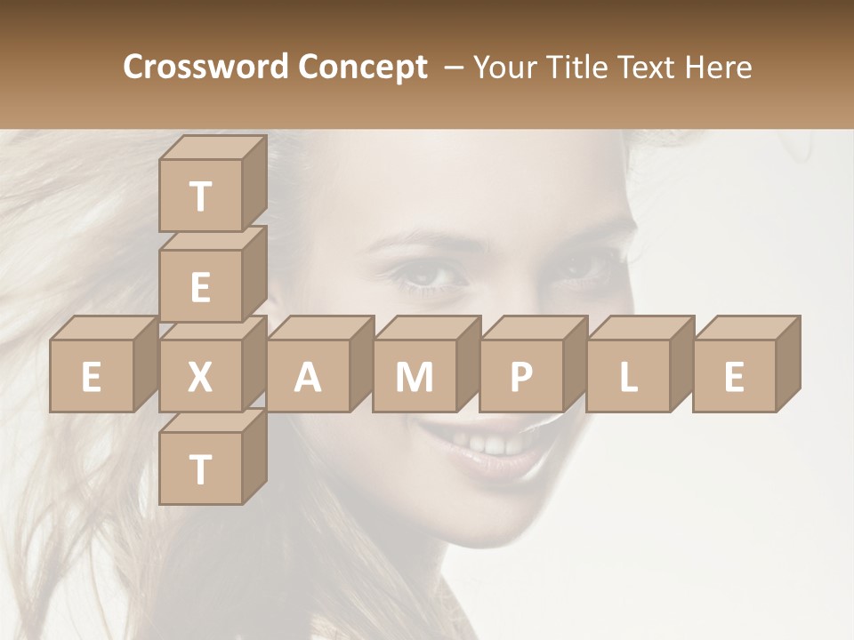 A Woman Is Smiling With Her Hair Blowing In The Wind PowerPoint Template