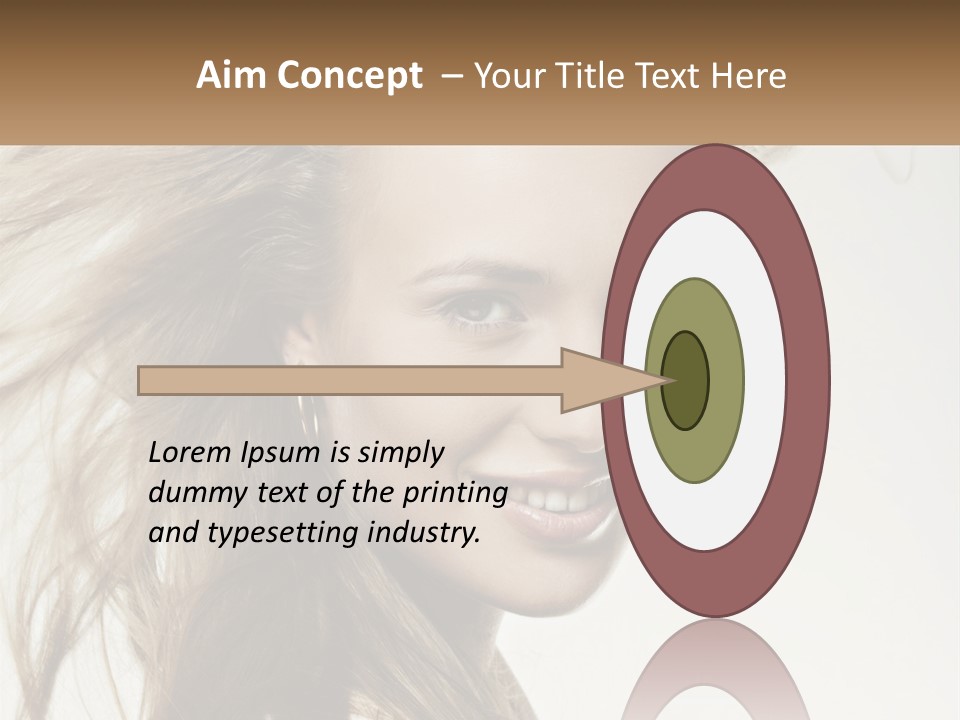 A Woman Is Smiling With Her Hair Blowing In The Wind PowerPoint Template