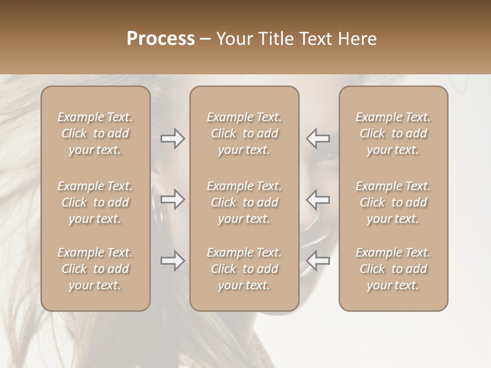 A Woman Is Smiling With Her Hair Blowing In The Wind PowerPoint Template