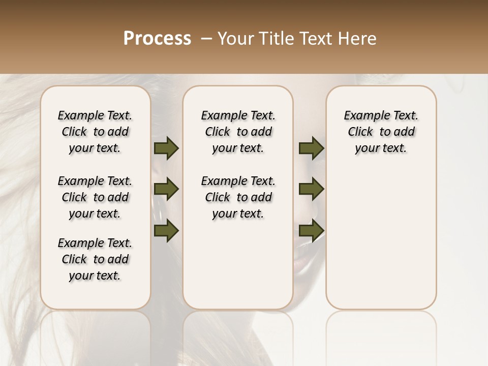 A Woman Is Smiling With Her Hair Blowing In The Wind PowerPoint Template