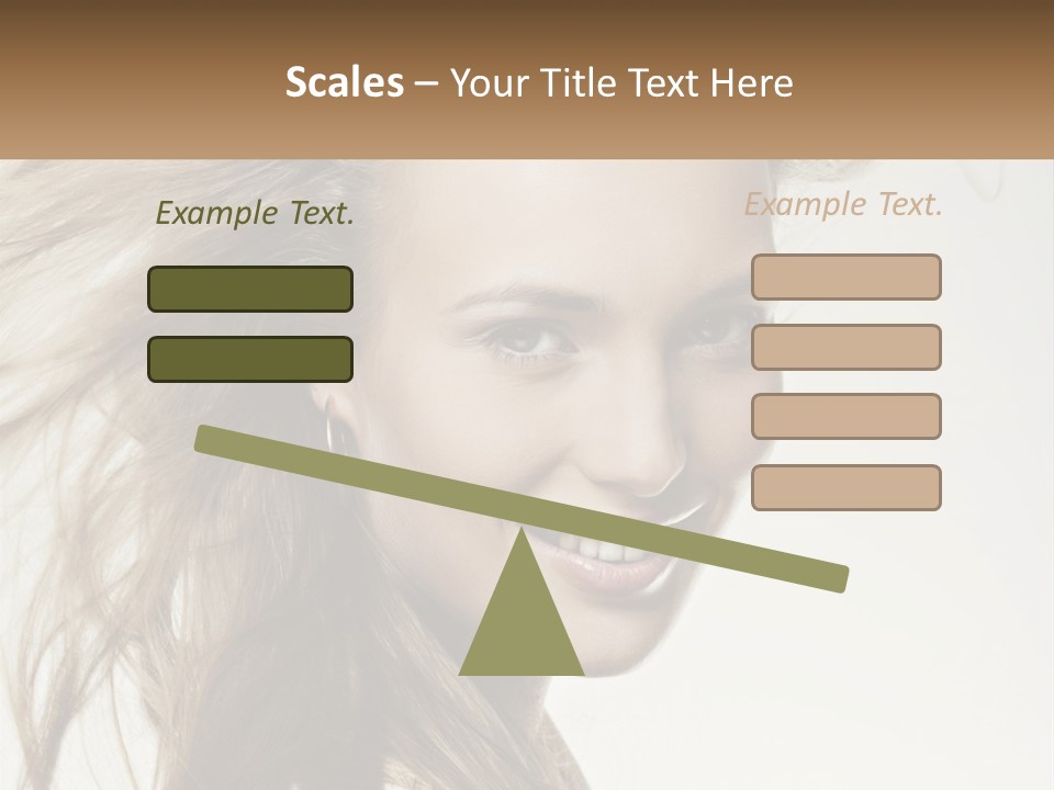 A Woman Is Smiling With Her Hair Blowing In The Wind PowerPoint Template