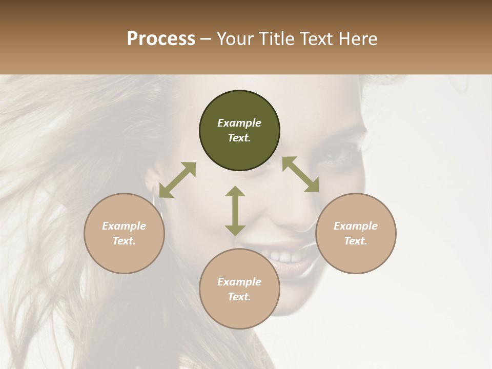 A Woman Is Smiling With Her Hair Blowing In The Wind PowerPoint Template