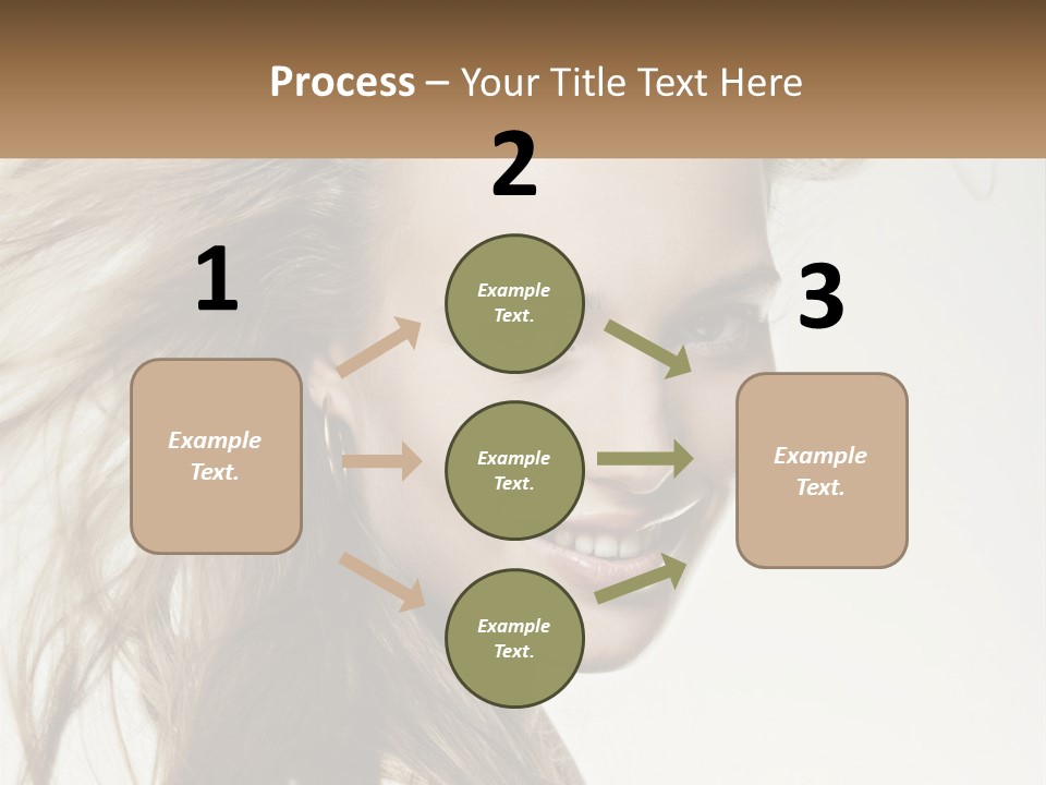 A Woman Is Smiling With Her Hair Blowing In The Wind PowerPoint Template