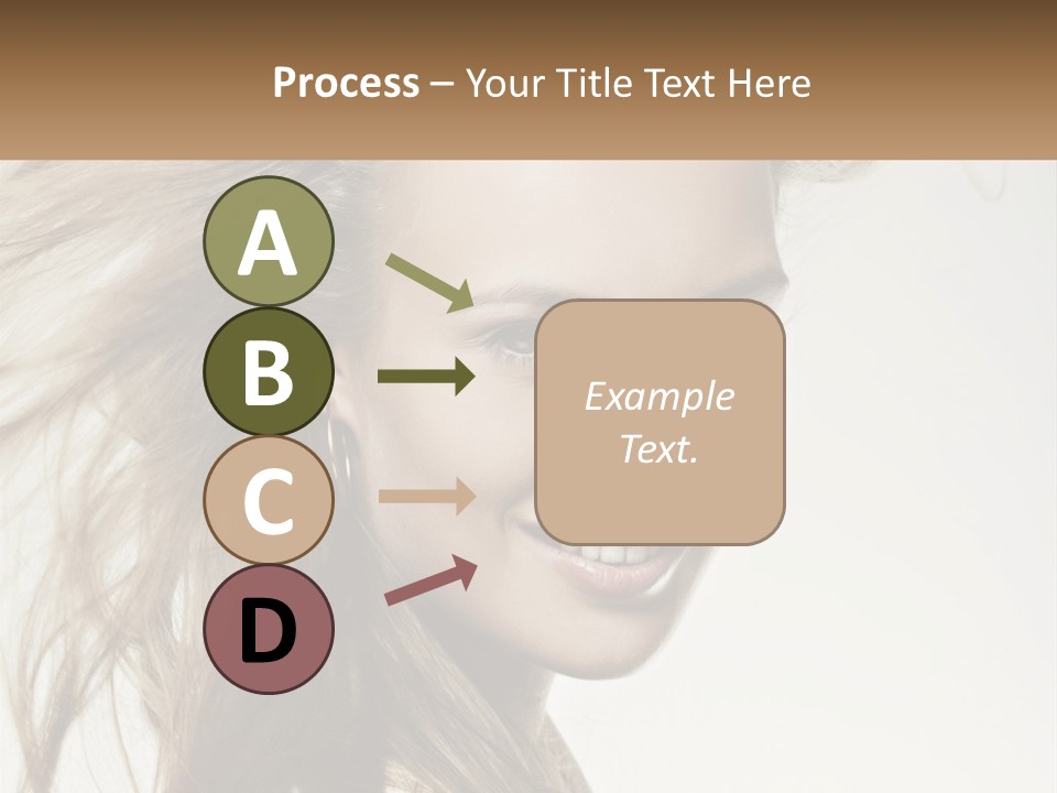 A Woman Is Smiling With Her Hair Blowing In The Wind PowerPoint Template