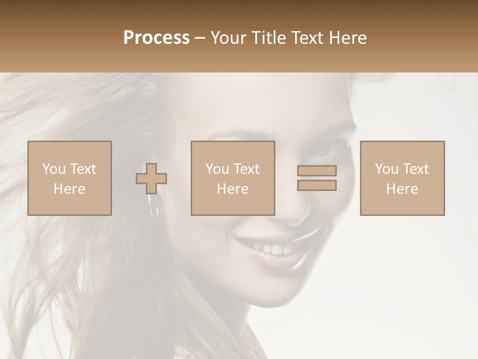 A Woman Is Smiling With Her Hair Blowing In The Wind PowerPoint Template
