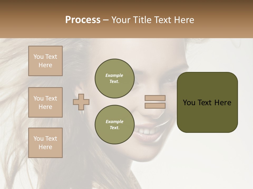 A Woman Is Smiling With Her Hair Blowing In The Wind PowerPoint Template