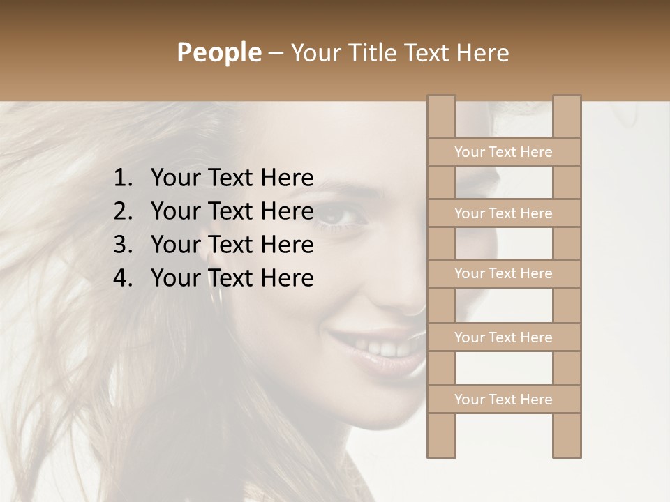 A Woman Is Smiling With Her Hair Blowing In The Wind PowerPoint Template