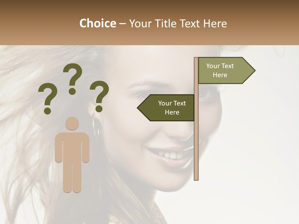 A Woman Is Smiling With Her Hair Blowing In The Wind PowerPoint Template