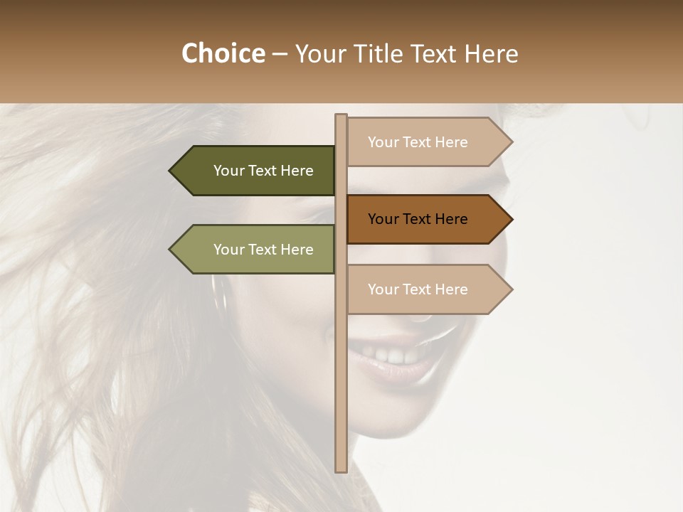 A Woman Is Smiling With Her Hair Blowing In The Wind PowerPoint Template