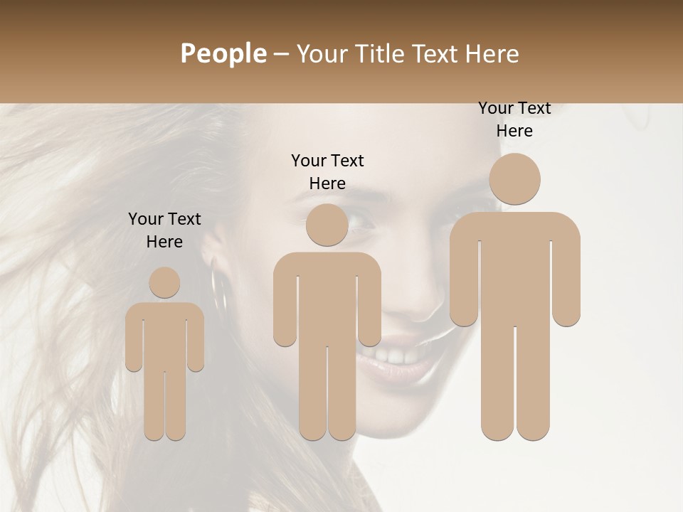 A Woman Is Smiling With Her Hair Blowing In The Wind PowerPoint Template