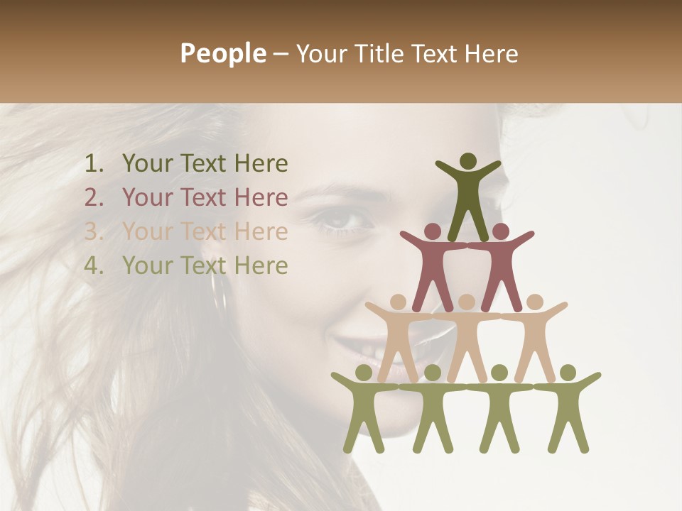 A Woman Is Smiling With Her Hair Blowing In The Wind PowerPoint Template