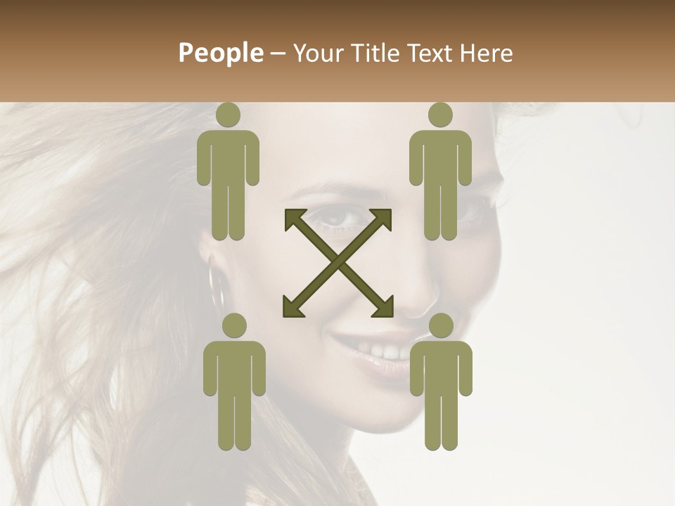 A Woman Is Smiling With Her Hair Blowing In The Wind PowerPoint Template