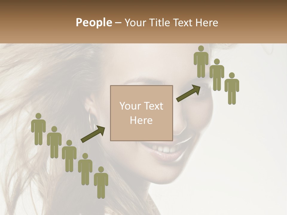 A Woman Is Smiling With Her Hair Blowing In The Wind PowerPoint Template