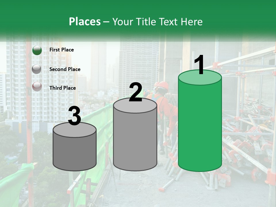 A Construction Worker On Top Of A Building PowerPoint Template