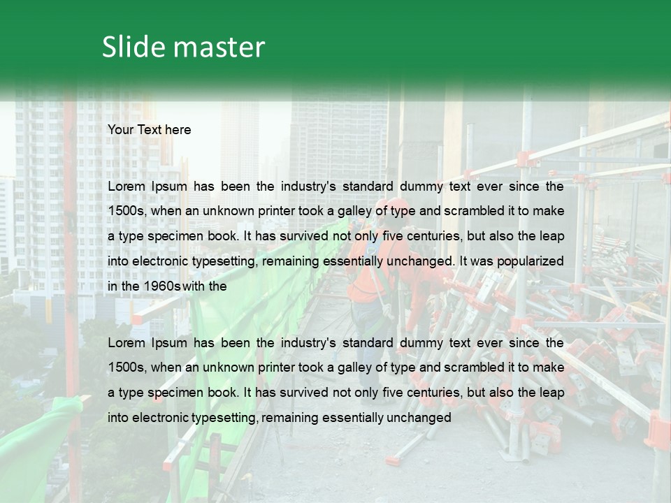 A Construction Worker On Top Of A Building PowerPoint Template