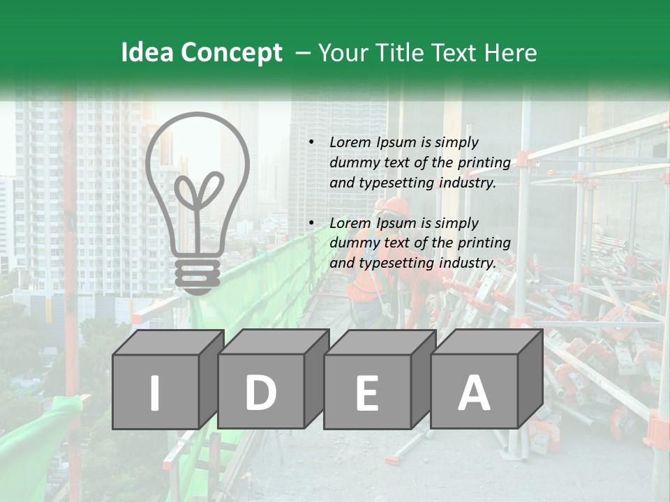 A Construction Worker On Top Of A Building PowerPoint Template