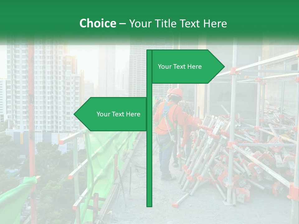 A Construction Worker On Top Of A Building PowerPoint Template